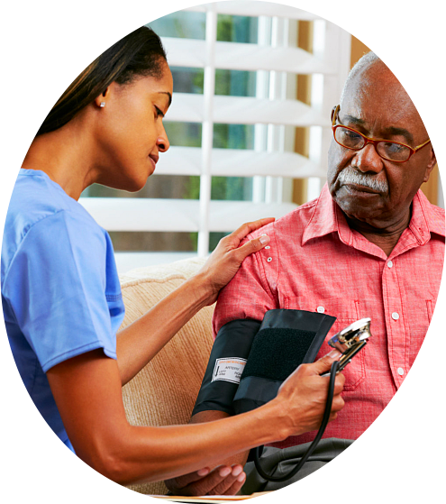 Nurse taking blood pressure to an Old Man